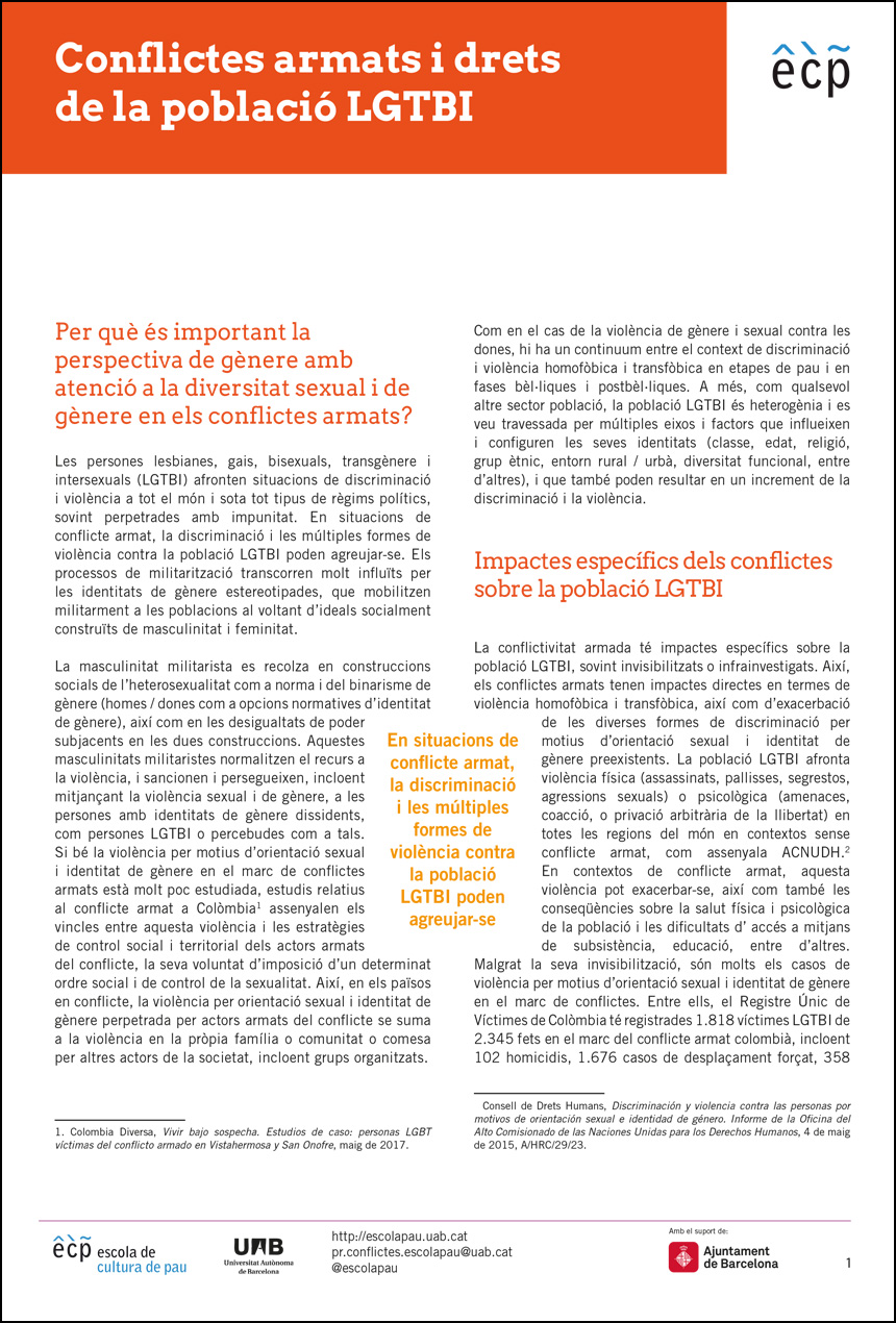 Conflictes armats i drets
de la població LGTBI.